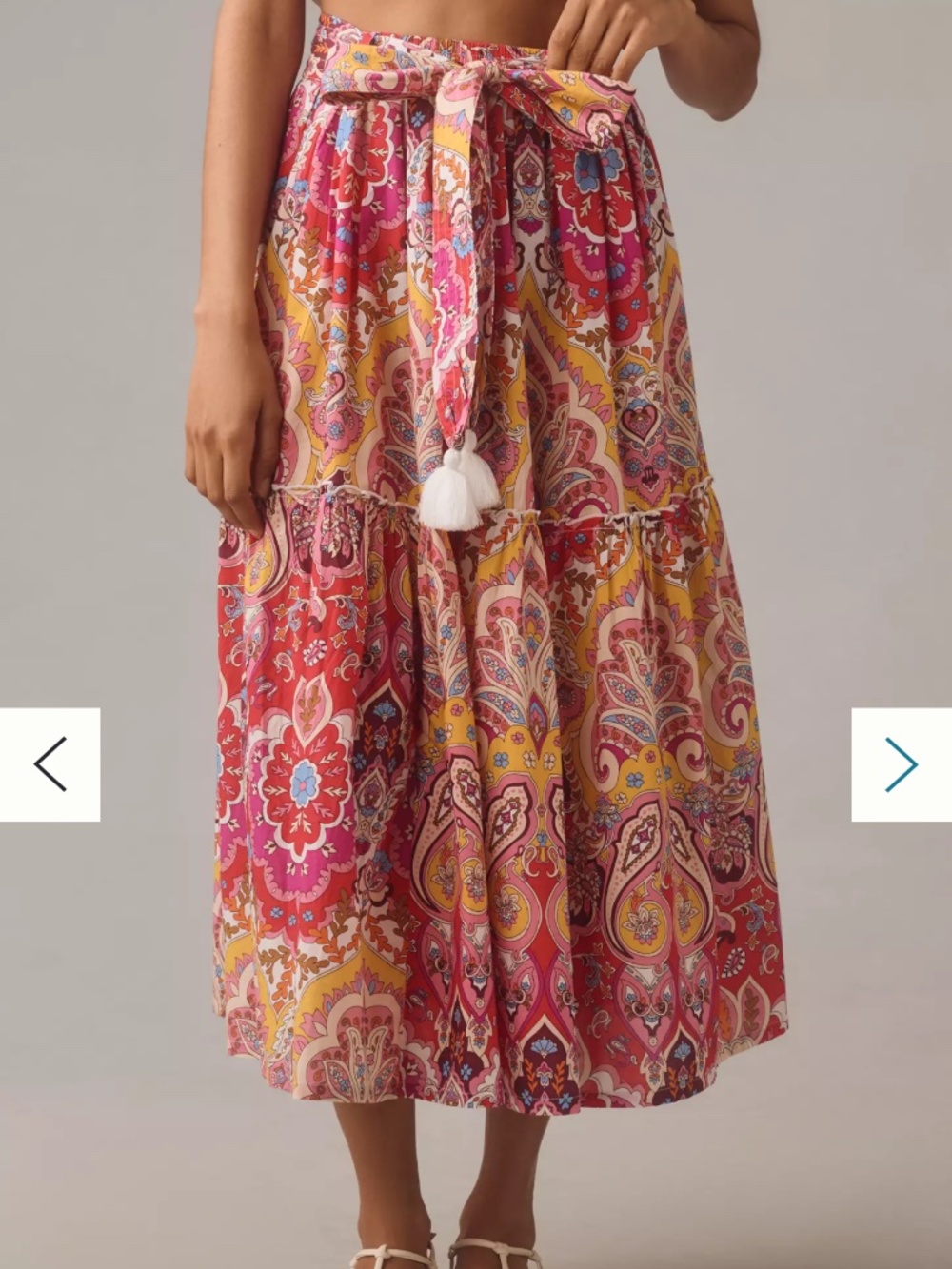 Millie (Anthropologie) Francoise Midi Skirt Colorful Cotton Boho Tiered NWT XS